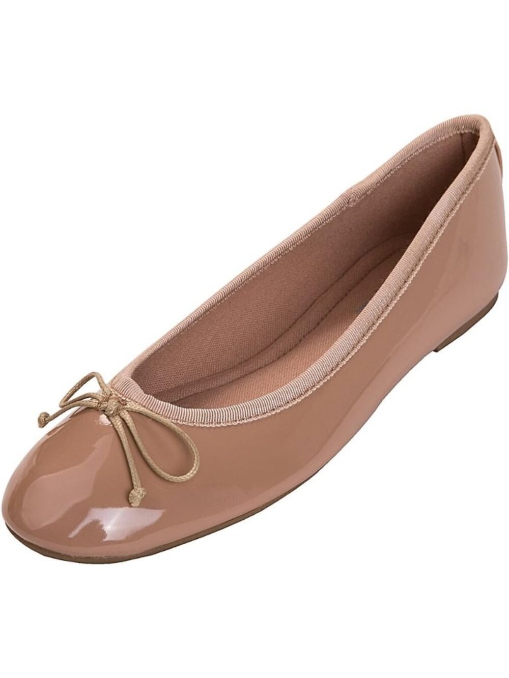 Women's Nude Memory Foam Cushion Insock Pointed Toe Patent Ballet Flats